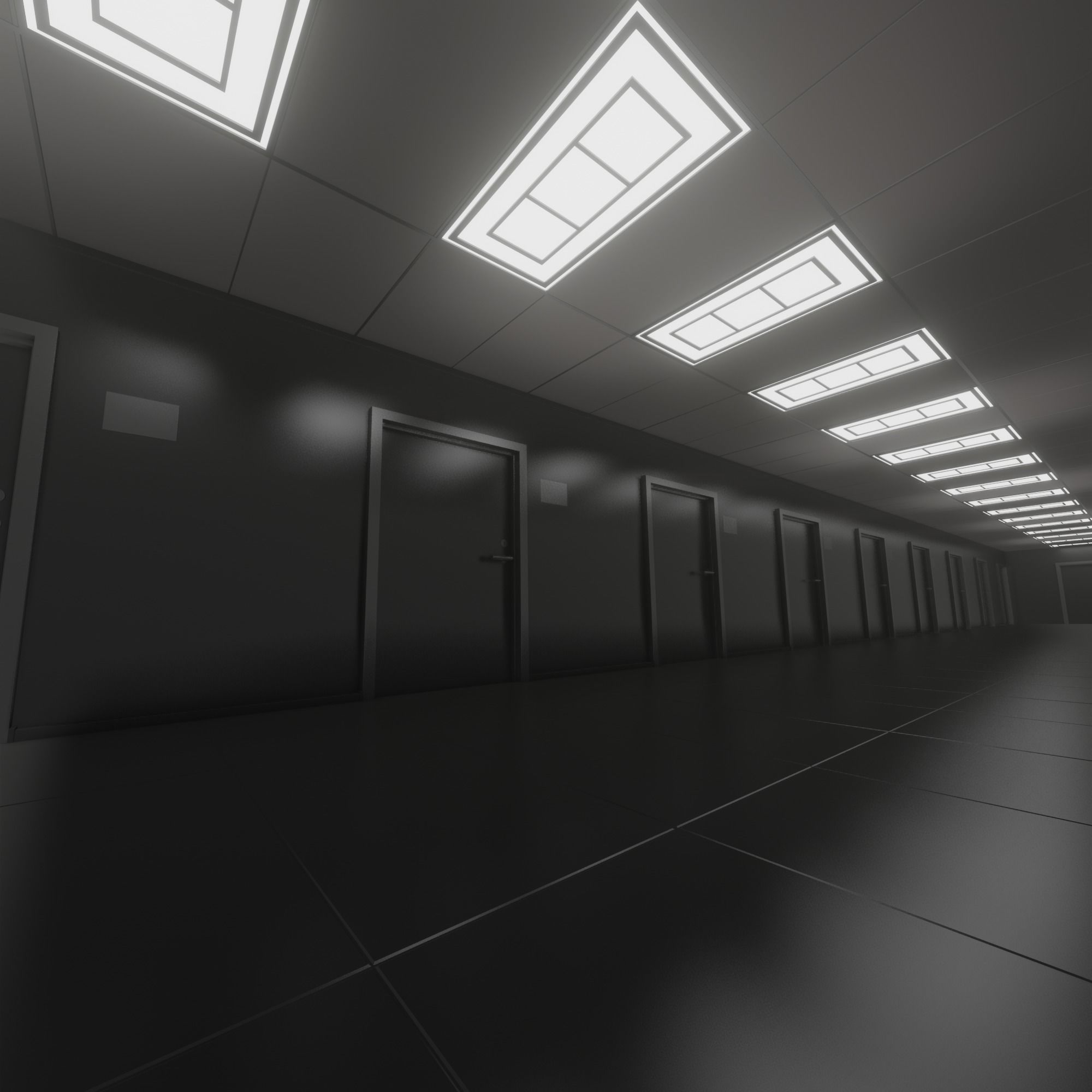 School Corridor 3D model_5