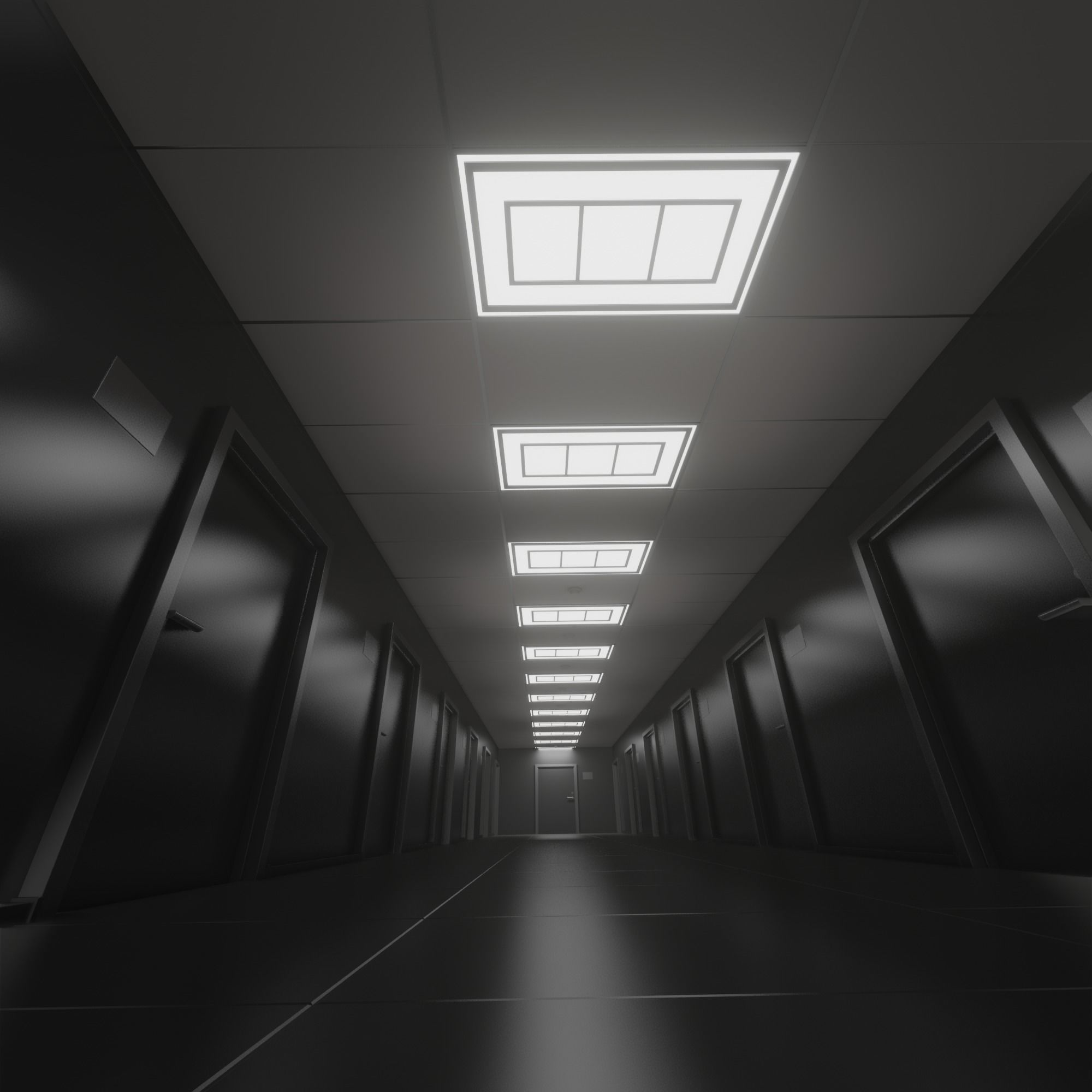 School Corridor 3D model_6
