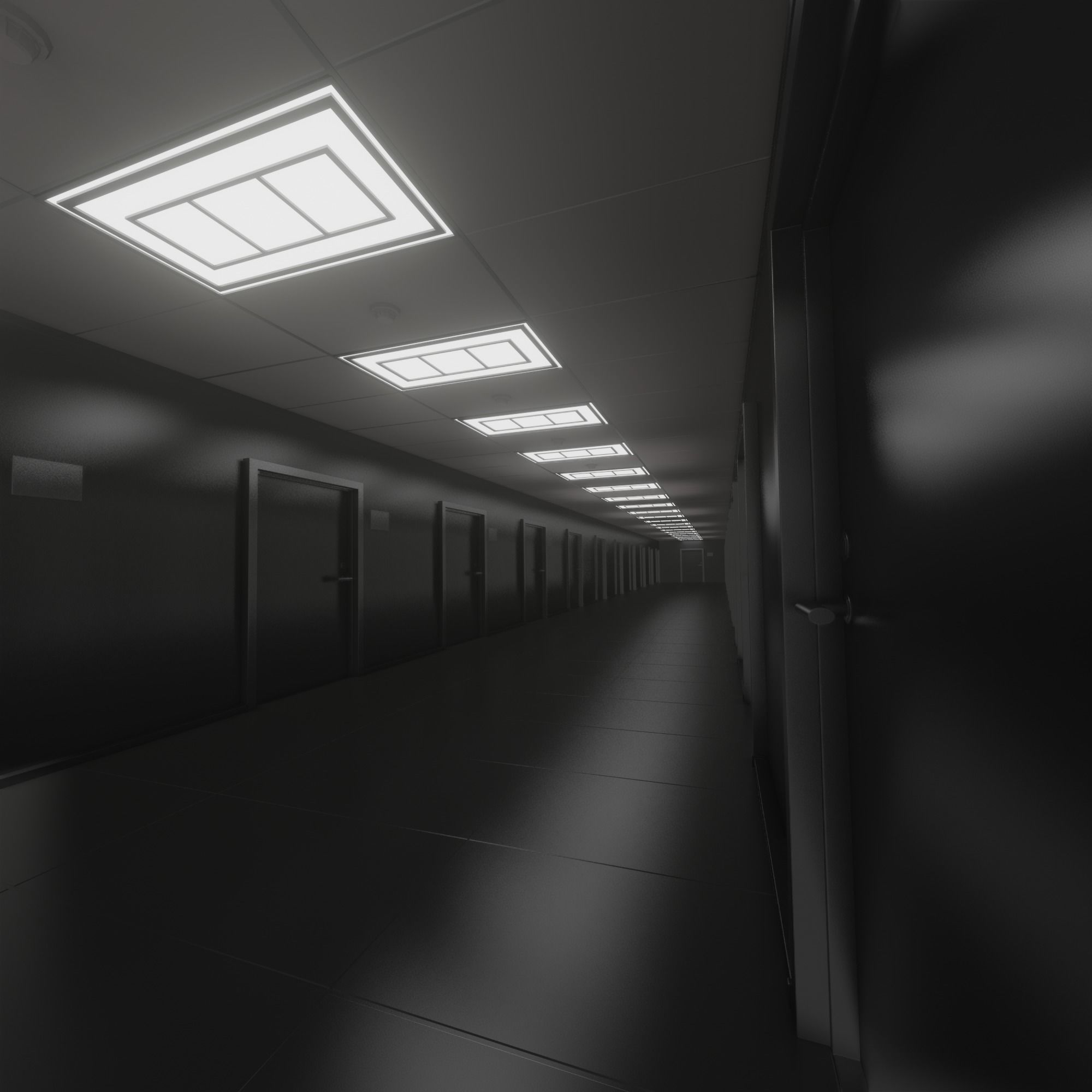 School Corridor 3D model_2