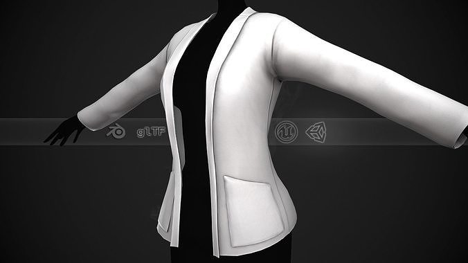 Female White Jacket Style 2 Low-poly 3D model