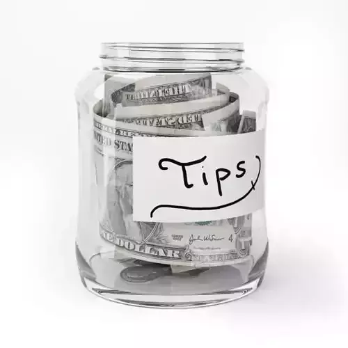 Glass Tip Jar With Cash