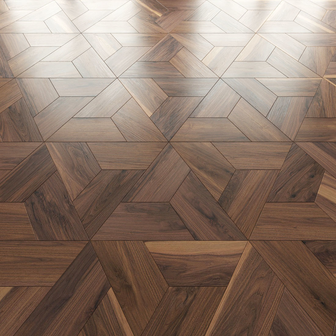 Parquet geometric wood wall panels 3D model_1