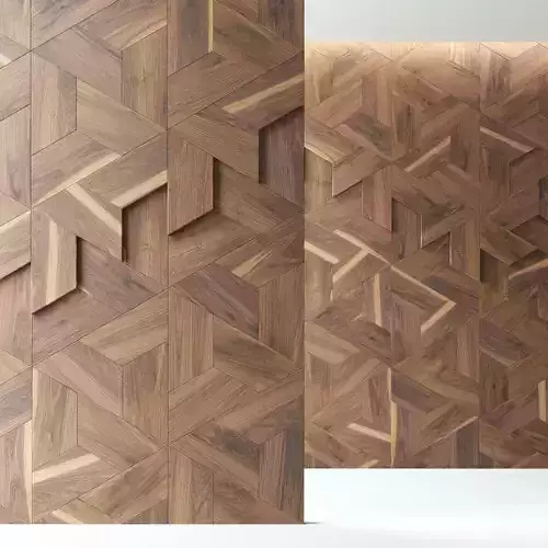 Parquet geometric wood wall panels