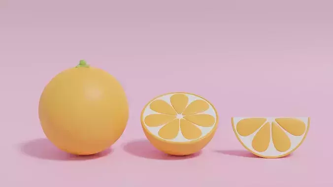 Cartoon Cute Fruit Orange Low-poly 3D model 6