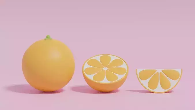 Cartoon Cute Fruit Orange Low-poly 3D model 5