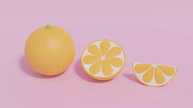 Cartoon Cute Fruit Orange Low-poly 3D model 4