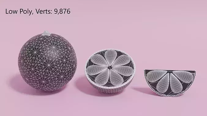 Cartoon Cute Fruit Orange Low-poly 3D model 7
