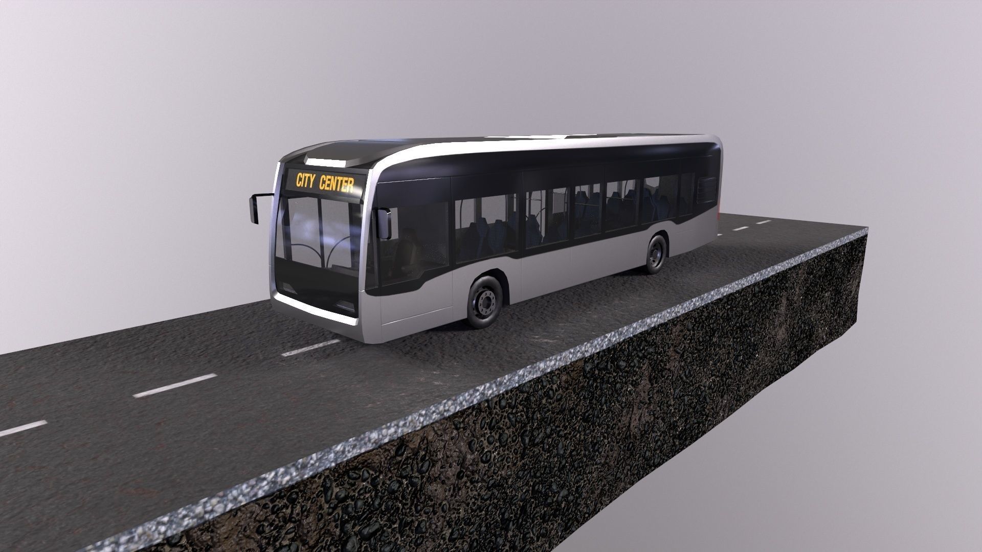 Low-poly 3d PBR model City Bus Low-poly 3D model_1