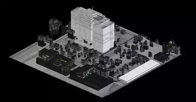 Sci-fi City Cityscape Urban Block Street Architectural  02