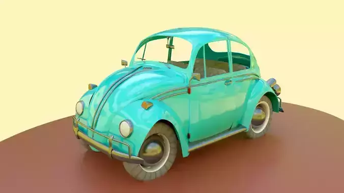 Volkswagen beetle blue Low-poly 3D model