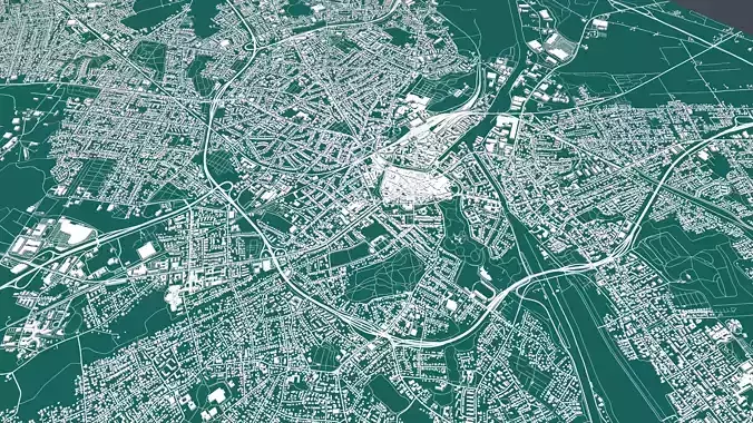 Cityscape Oldenburg Germany 3D model Cityscape Oldenburg Germany 3D model