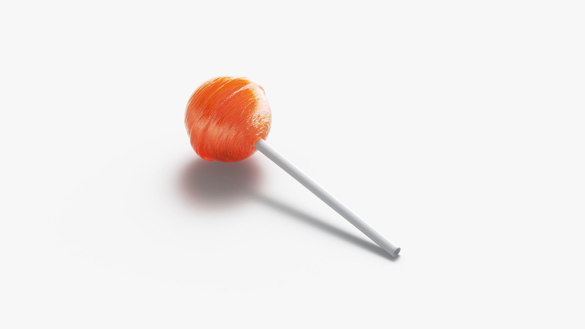 Lollipop orange on stick Low-poly 3D model_1