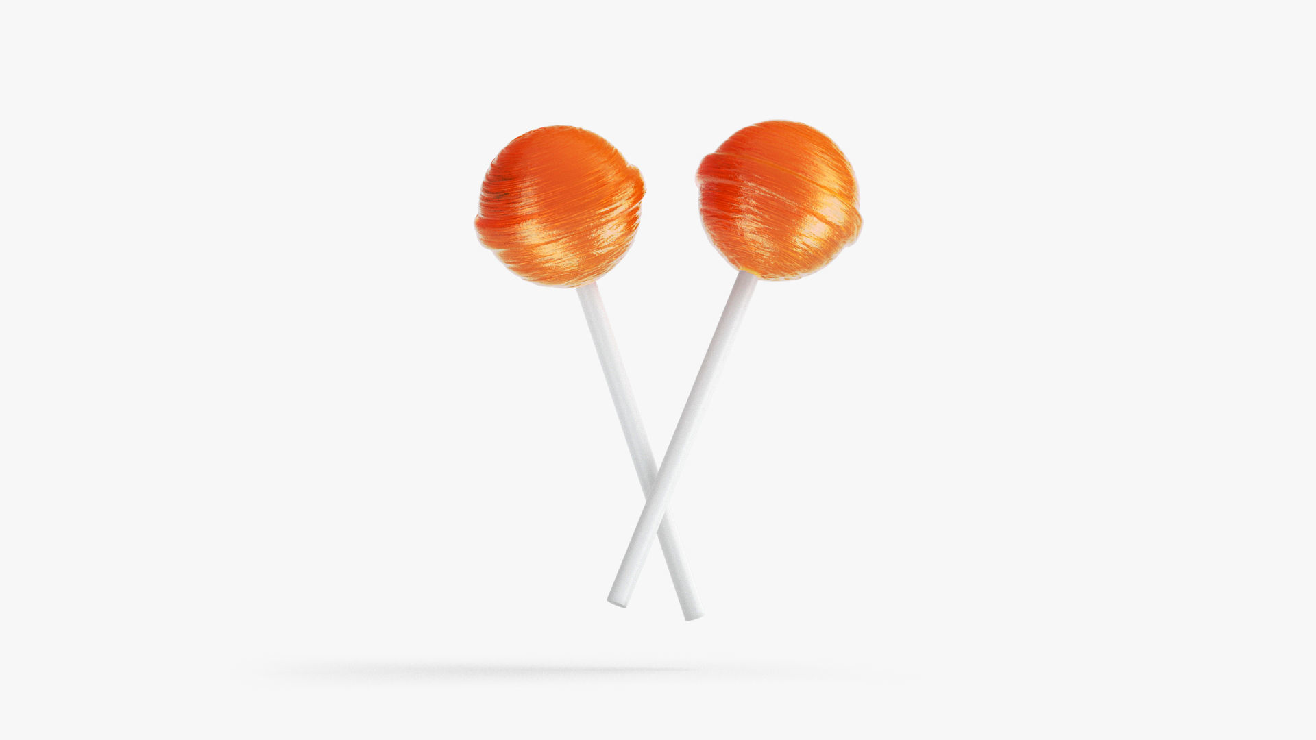 Lollipop orange on stick Low-poly 3D model_3