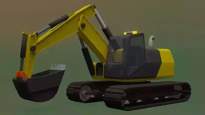 Simple cartoon diesel excavator