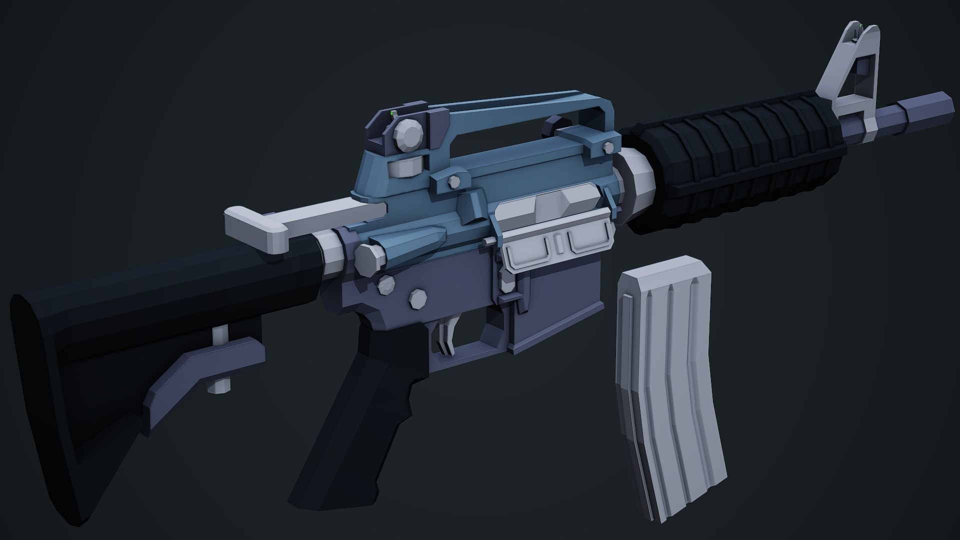 Stylized M4A1 Rifle - Low Poly Mobile Ready Low-poly 3D model_8