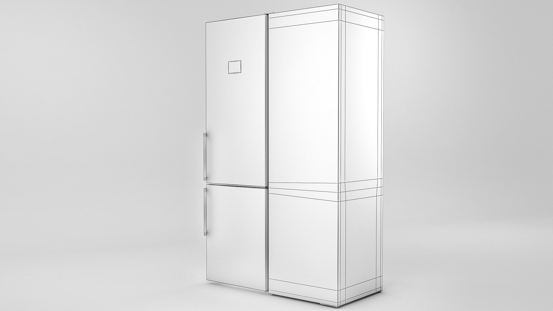 Low poly combi fridge Low-poly 3D model_4