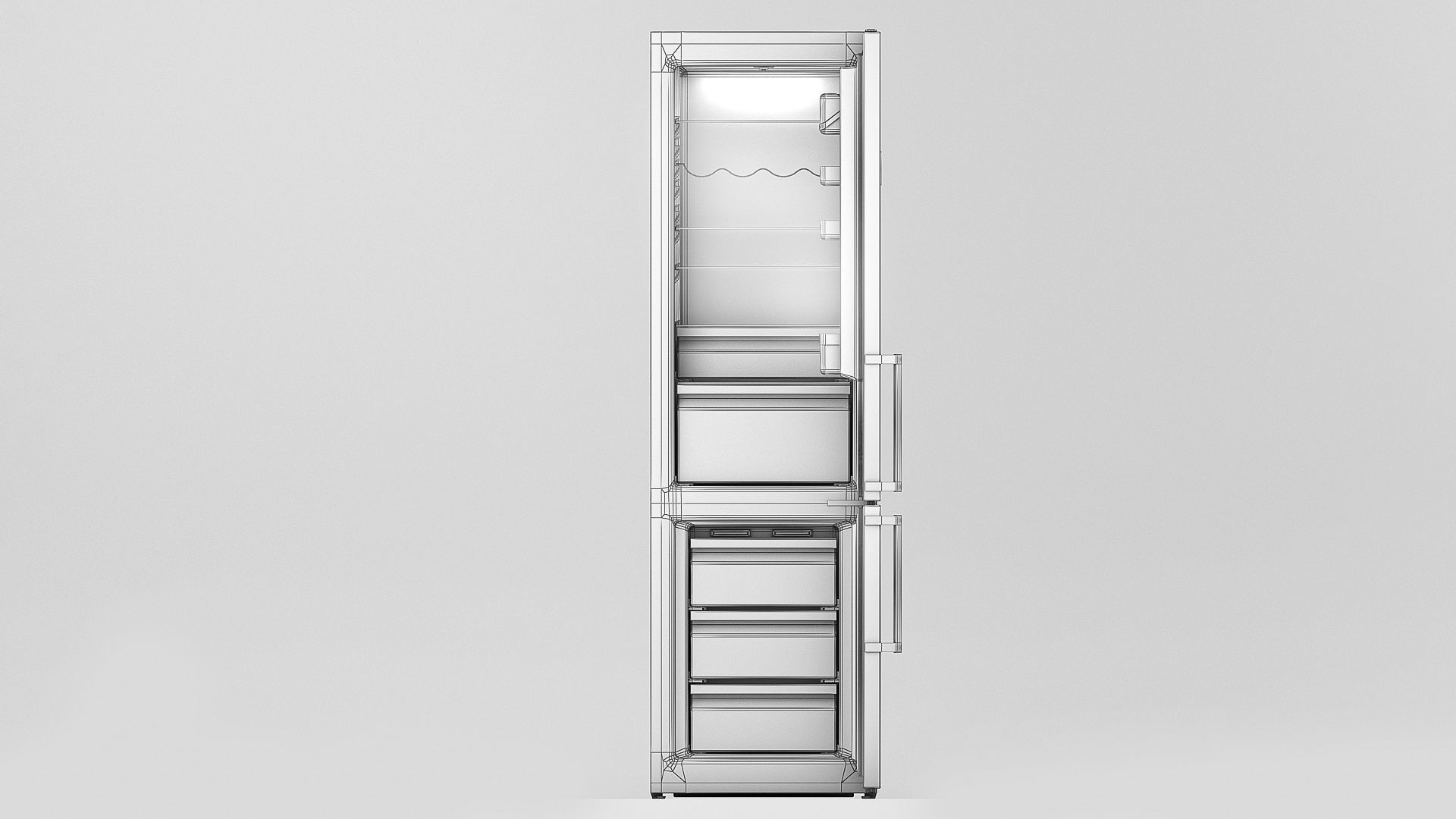 Low poly combi fridge Low-poly 3D model_6