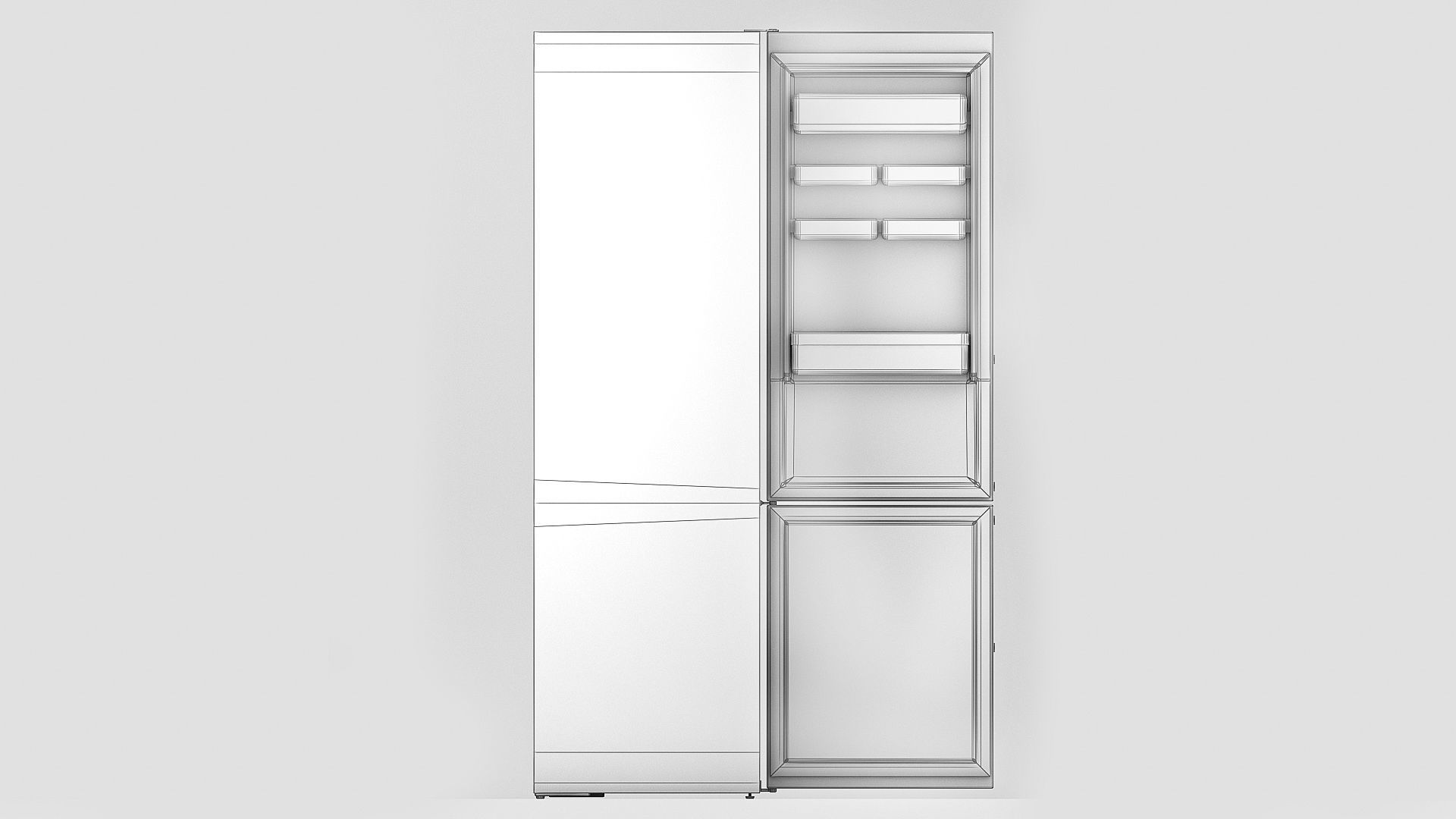 Low poly combi fridge Low-poly 3D model_12