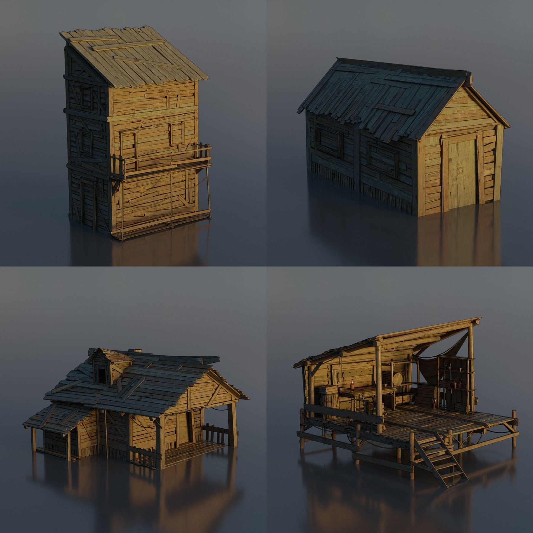 Pirate Town - Kitbash Low-poly 3D model_5