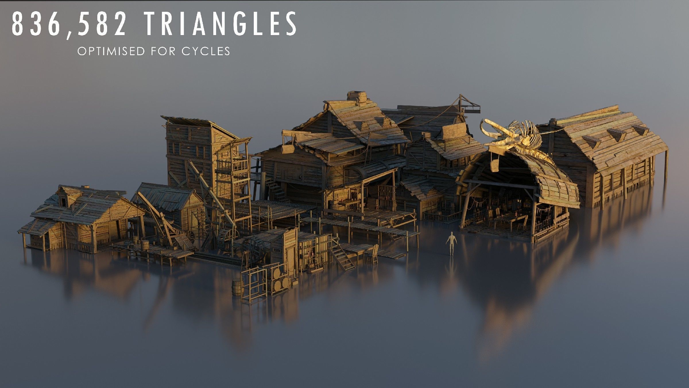 Pirate Town - Kitbash Low-poly 3D model_3
