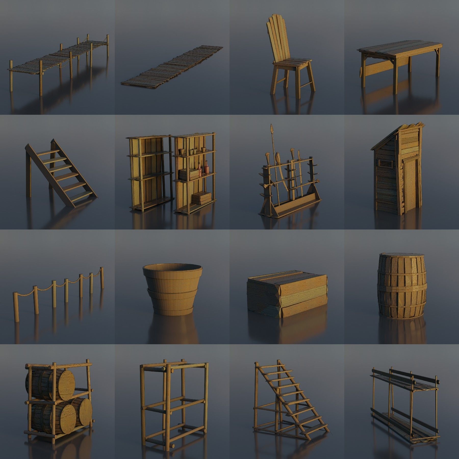 Pirate Town - Kitbash Low-poly 3D model_7