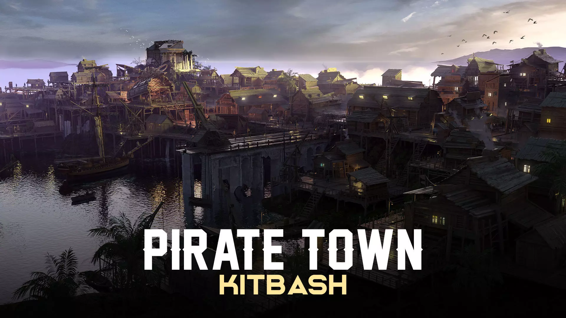 Pirate Town - Kitbash Low-poly 3D model_0