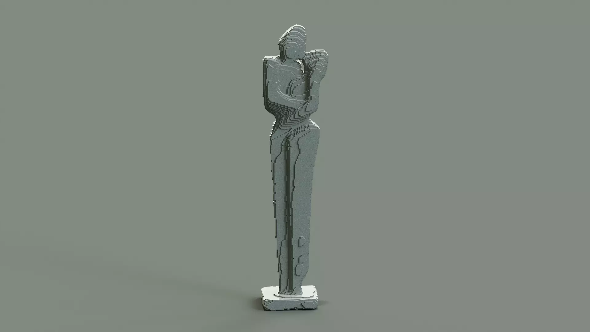 Love Couple Sculpture Low-poly 3D model_0