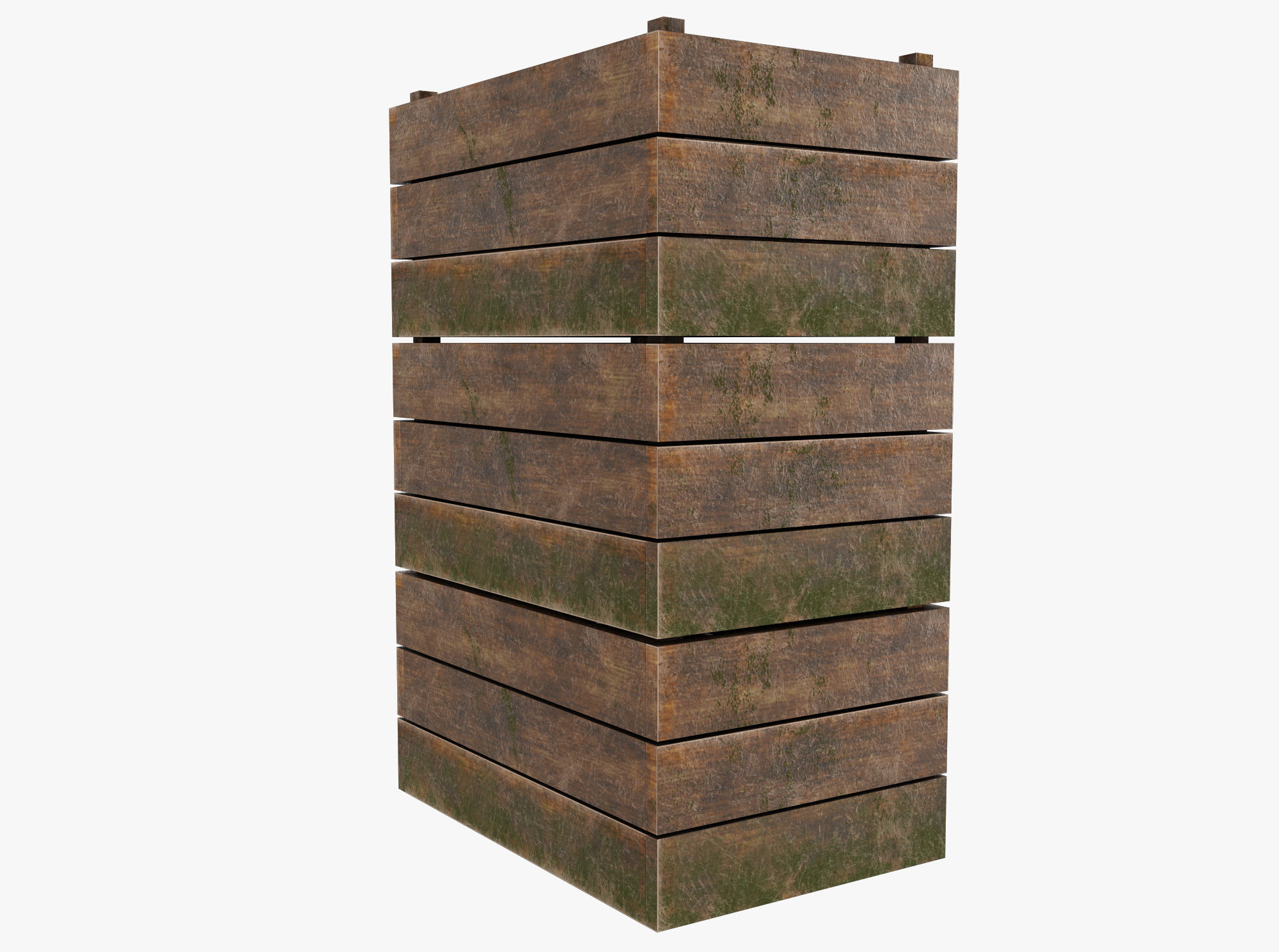 wooden case Low-poly 3D model_3