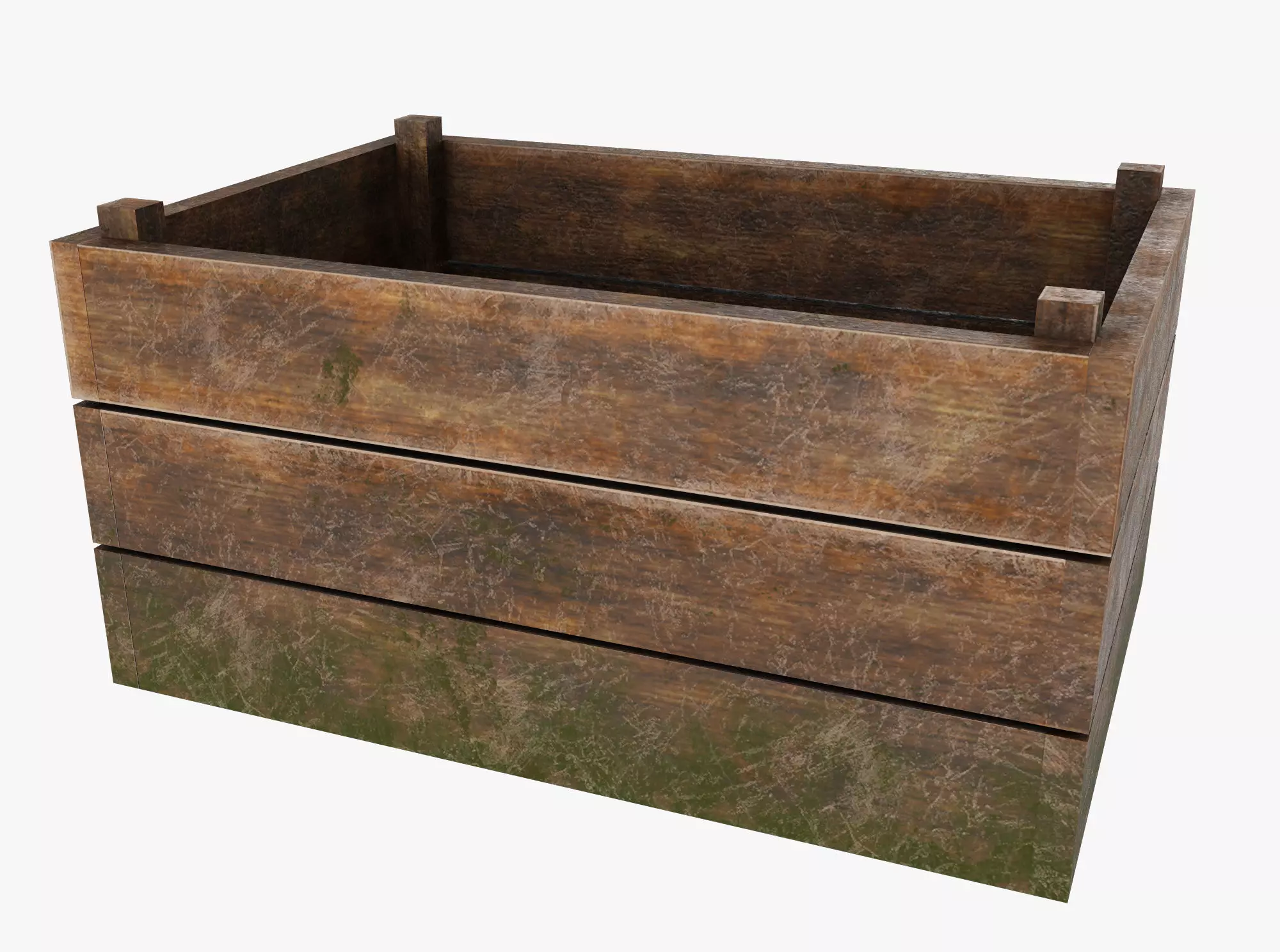 wooden case Low-poly 3D model_0