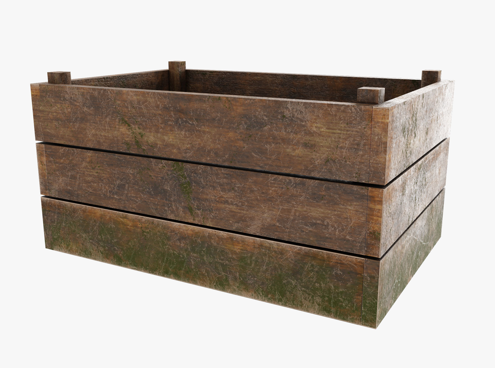 wooden case Low-poly 3D model_2