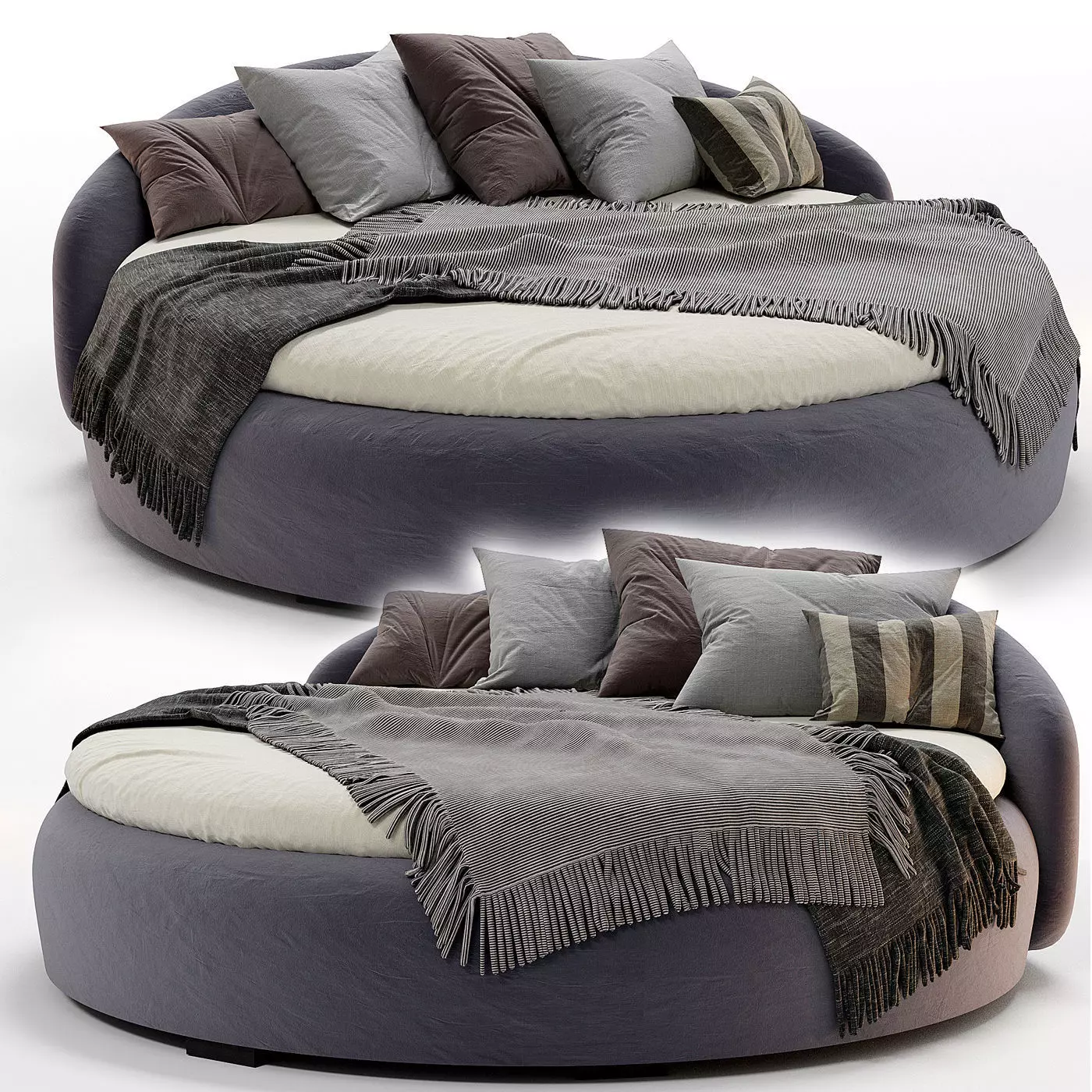 Upholstered Round Double Bed Ome 3D model