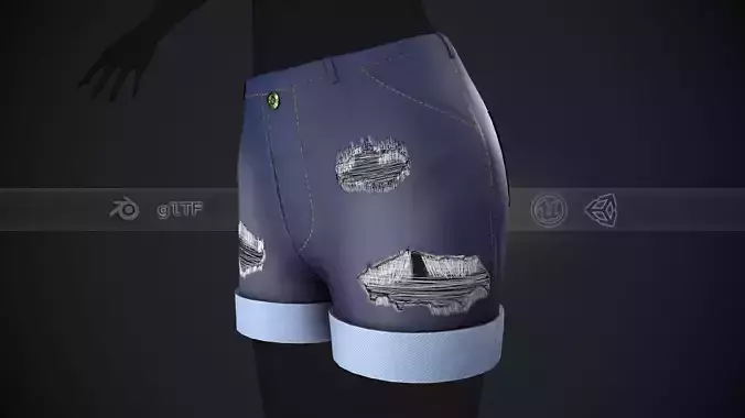 Female Blue Ripped Jeans Shorts 