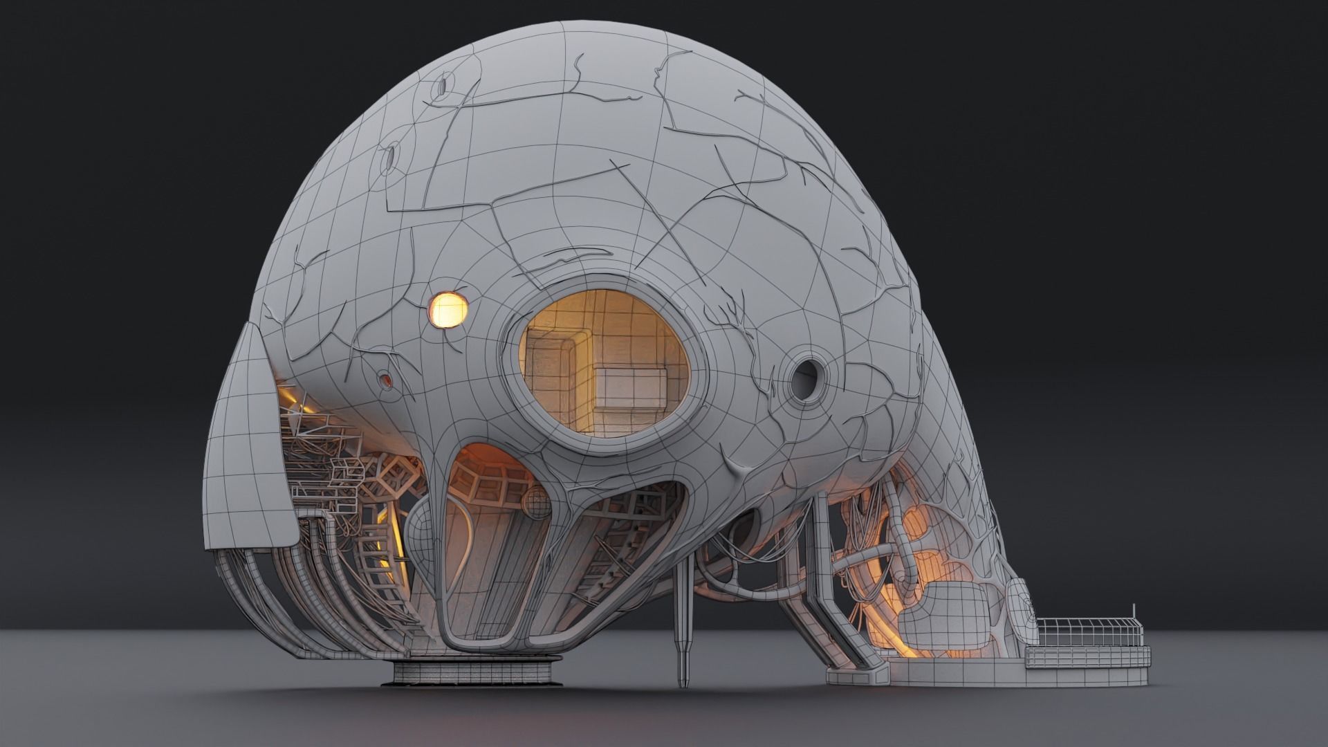 Organic Alien Building Structures Collection 3D model_6