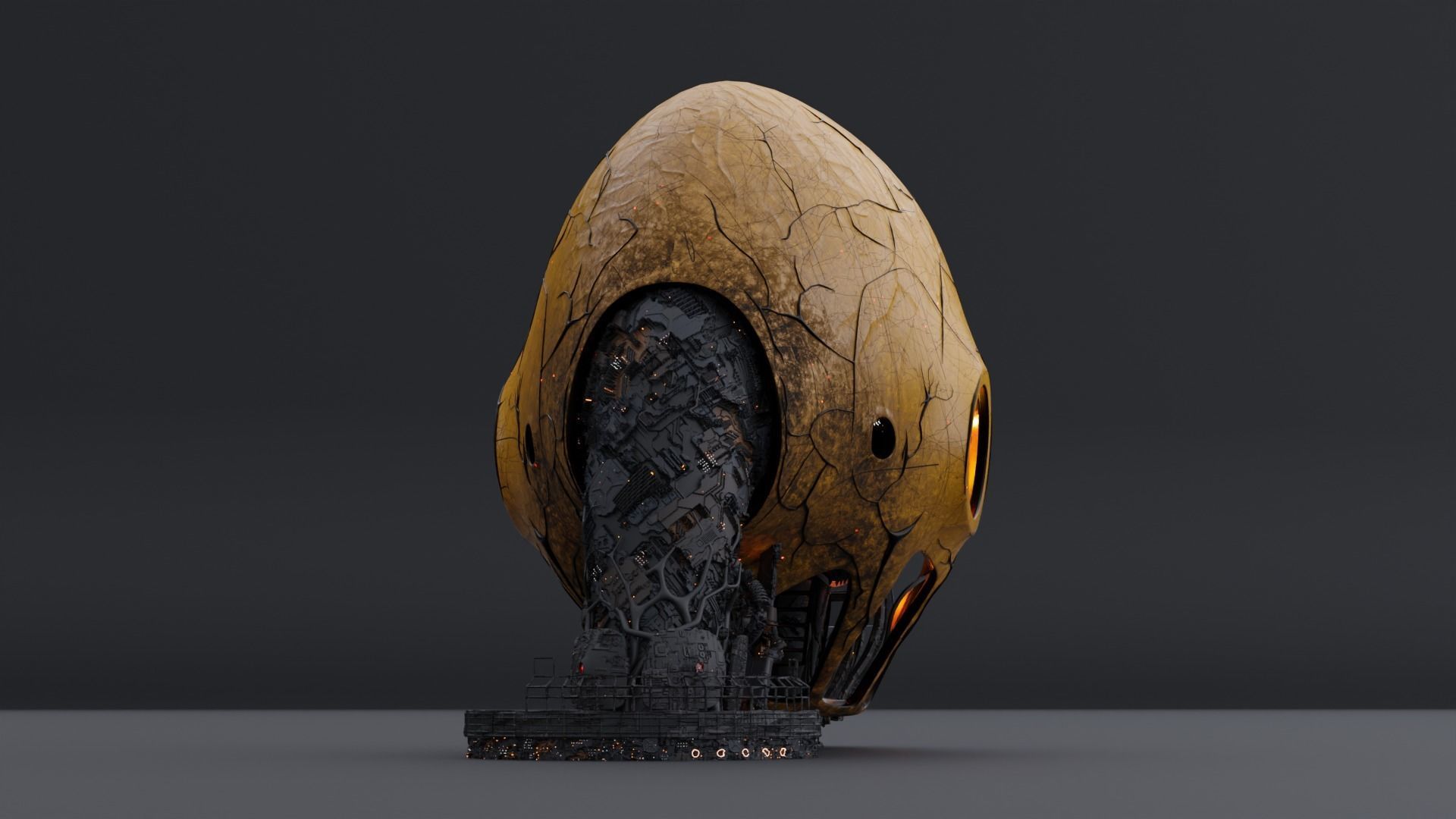 Organic Alien Building Structures Collection 3D model_4