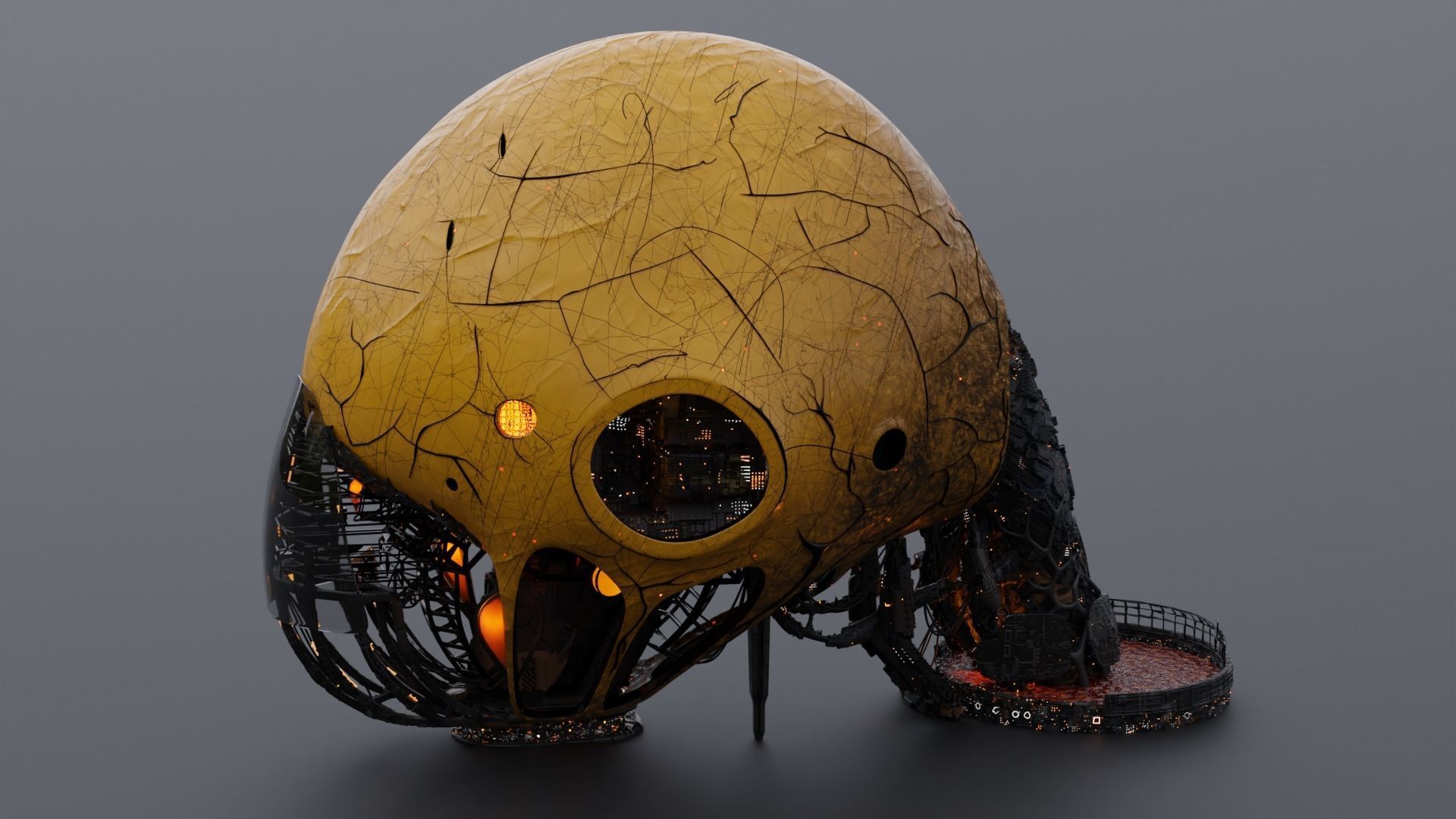 Organic Alien Building Structures Collection 3D model_3