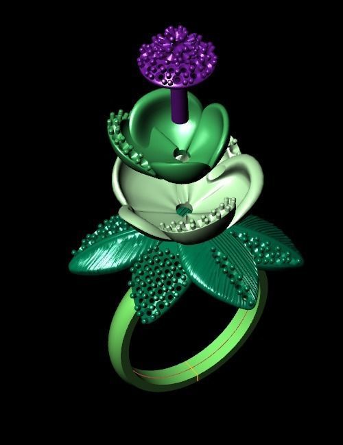 set  ring earrings cufflinks rose with stones 3D Model Collection_43