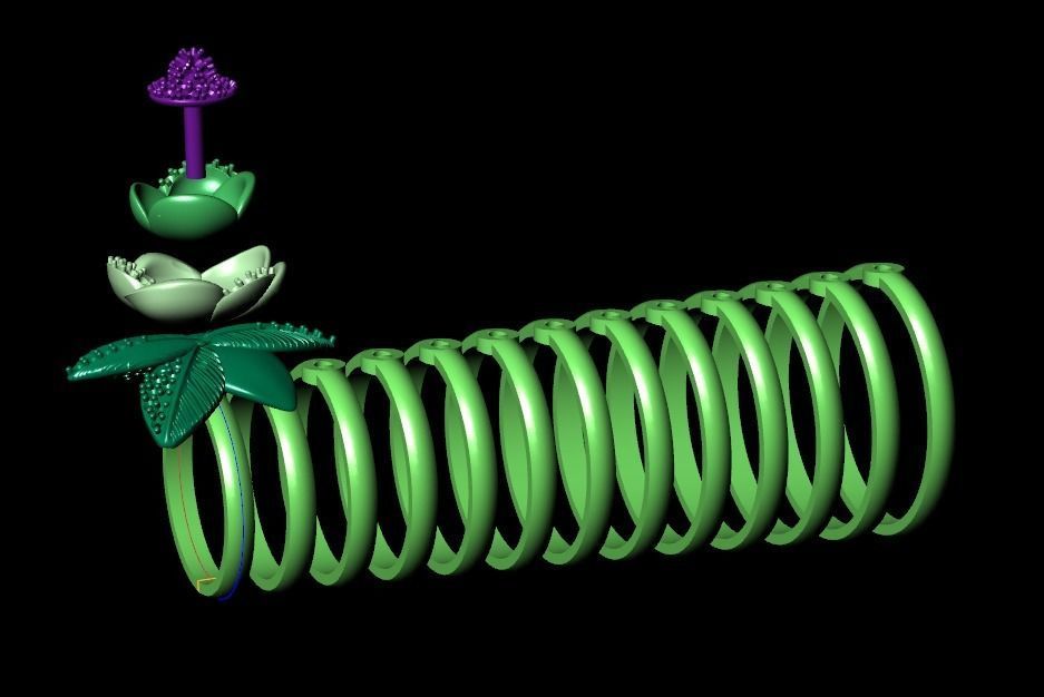 set  ring earrings cufflinks rose with stones 3D Model Collection_45