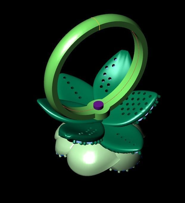 set  ring earrings cufflinks rose with stones 3D Model Collection_42