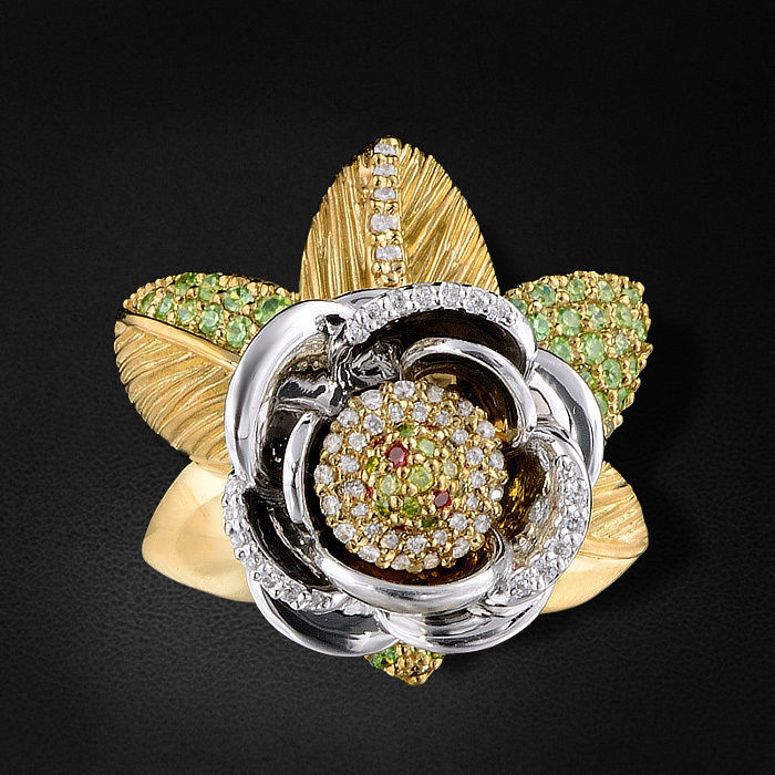 set  ring earrings cufflinks rose with stones 3D Model Collection_47