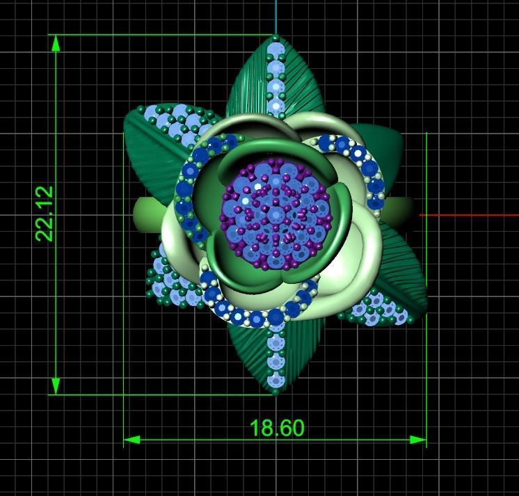 set  ring earrings cufflinks rose with stones 3D Model Collection_41