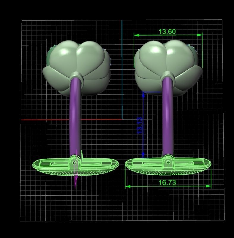 set  ring earrings cufflinks rose with stones 3D Model Collection_30