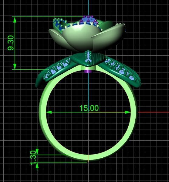 set  ring earrings cufflinks rose with stones 3D Model Collection_37