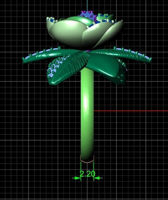 set  ring earrings cufflinks rose with stones 3D Model Collection_34