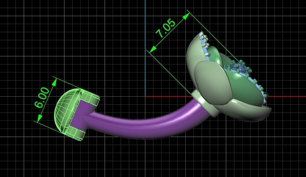 set  ring earrings cufflinks rose with stones 3D Model Collection_26