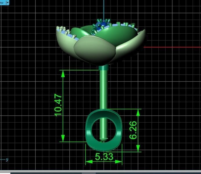 set  ring earrings cufflinks rose with stones 3D Model Collection_8