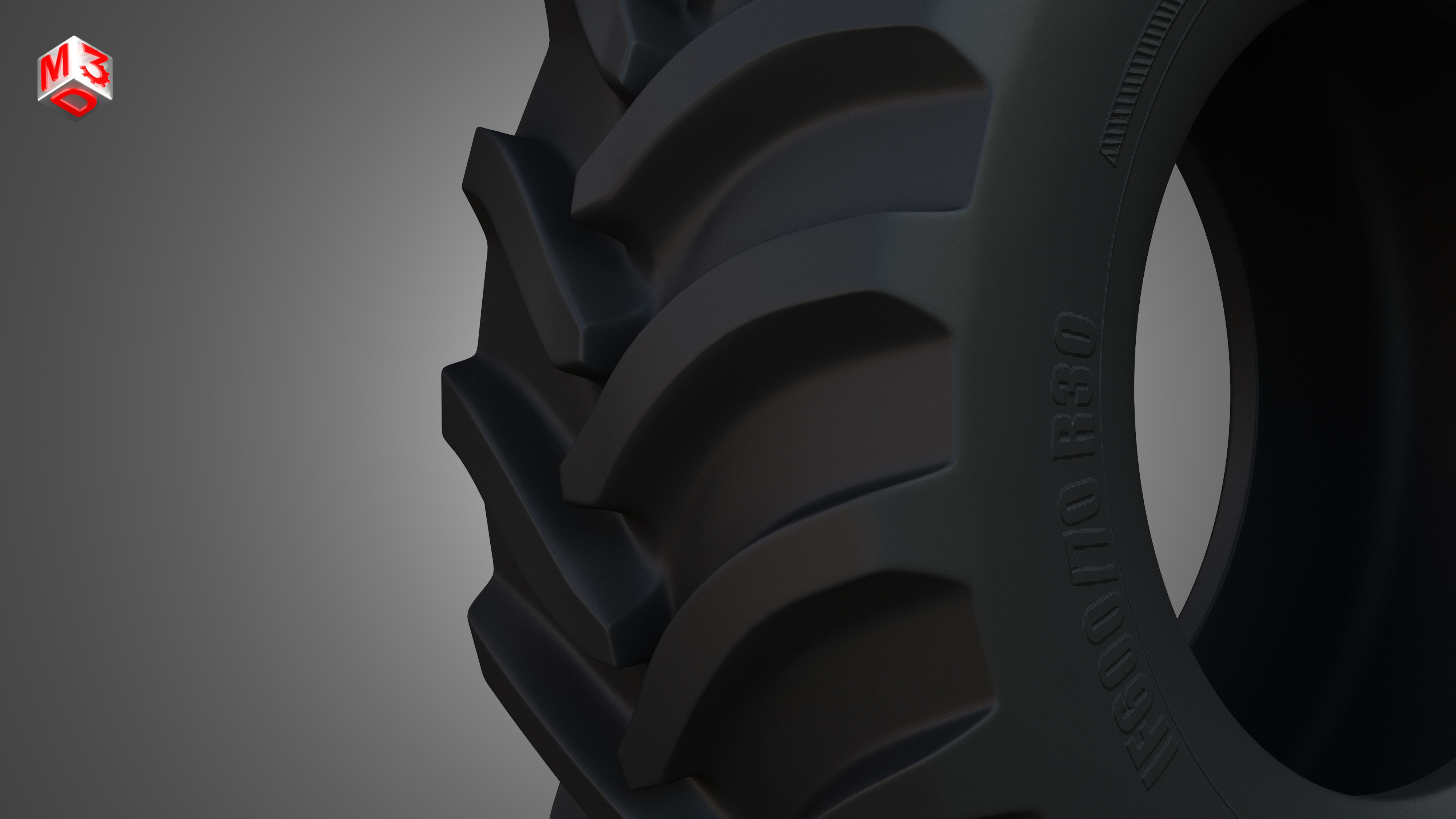 Tractor Tire 001 - One Piece 3D model_4