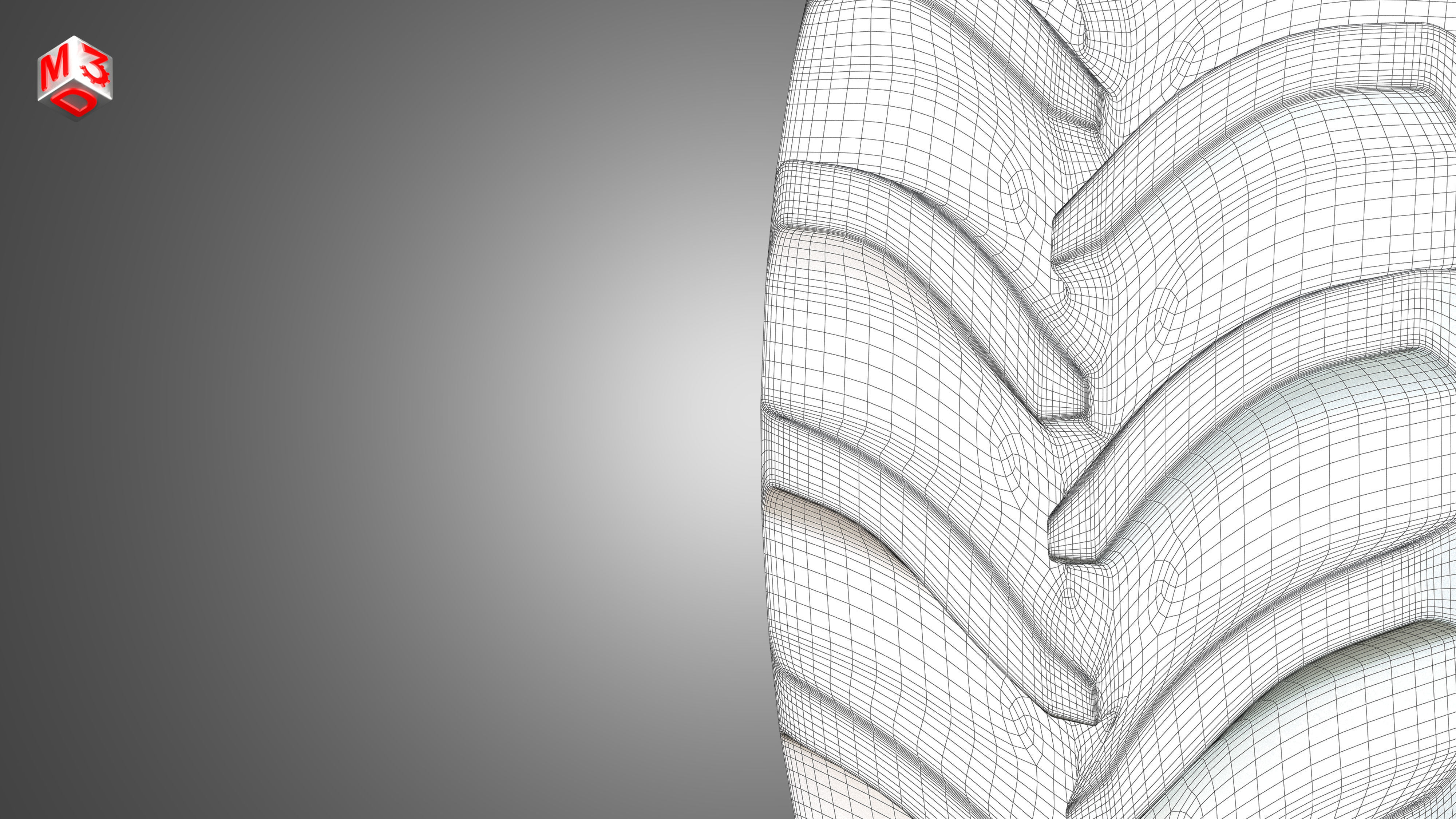 Tractor Tire 001 - One Piece 3D model_11