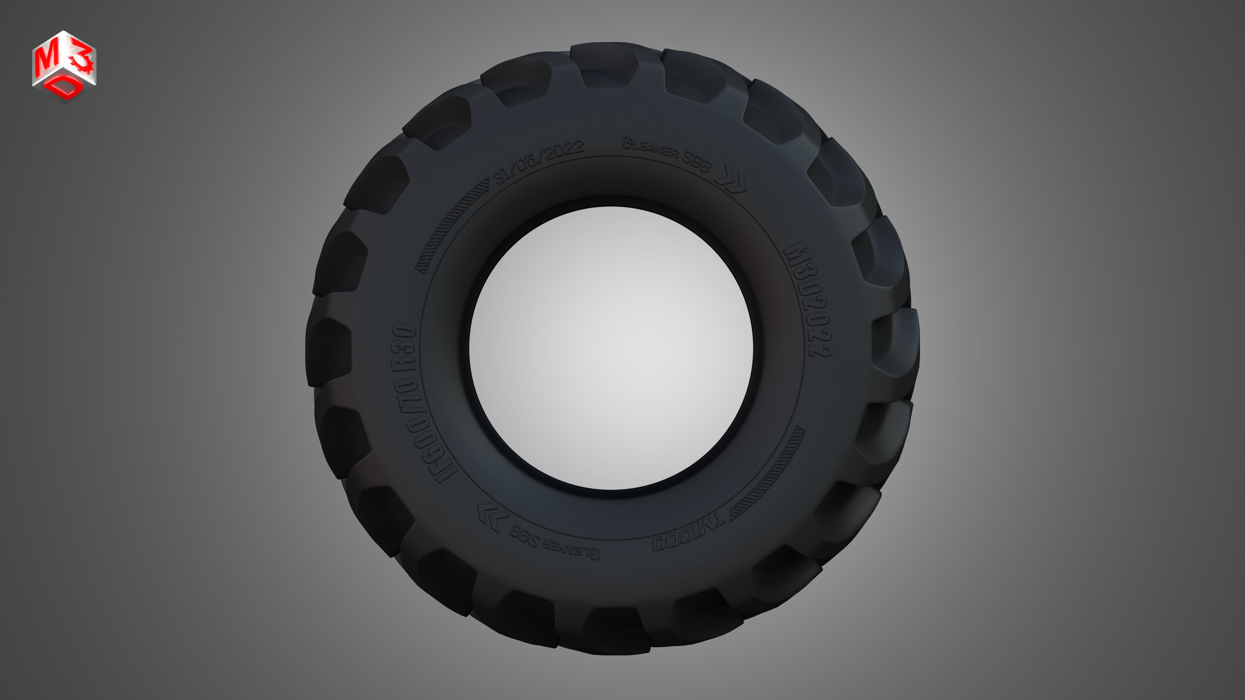 Tractor Tire 001 - One Piece 3D model_2