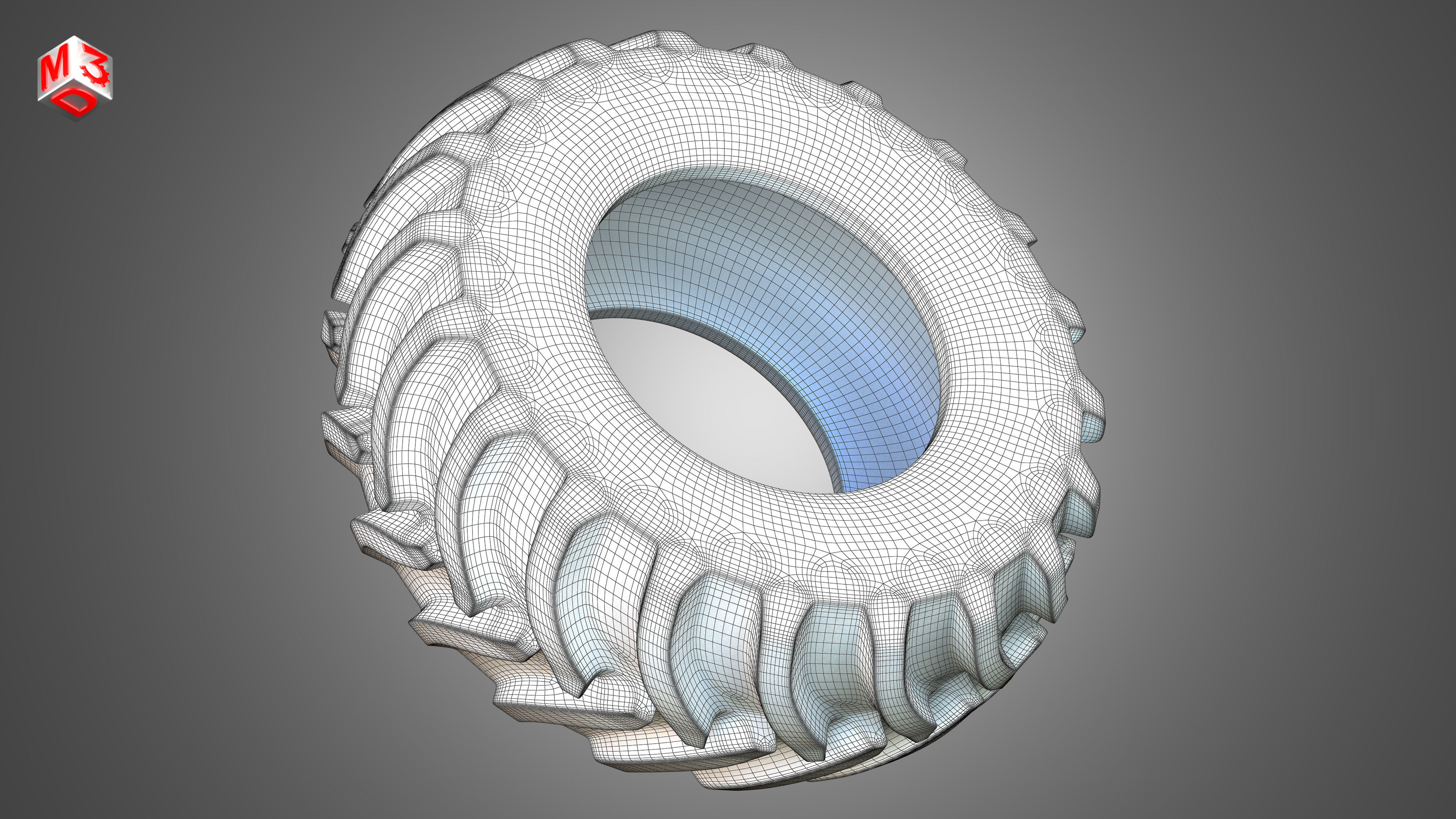 Tractor Tire 001 - One Piece 3D model_10