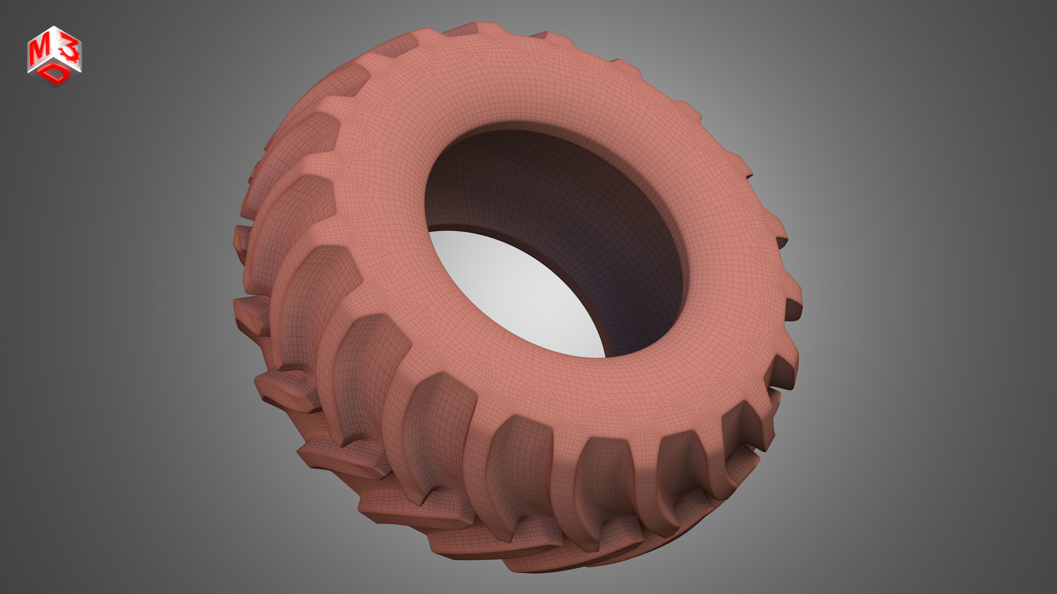 Tractor Tire 001 - One Piece 3D model_6